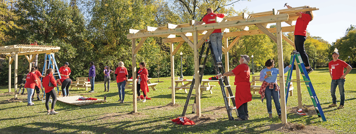 people building a playground